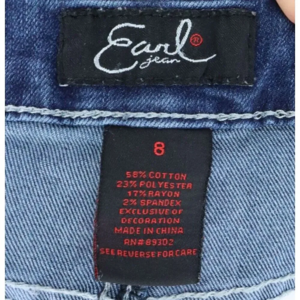 Earl‎ Jean Skinny Jeans Patchwork Design Womens 8 Blue Mid Rise Stretch